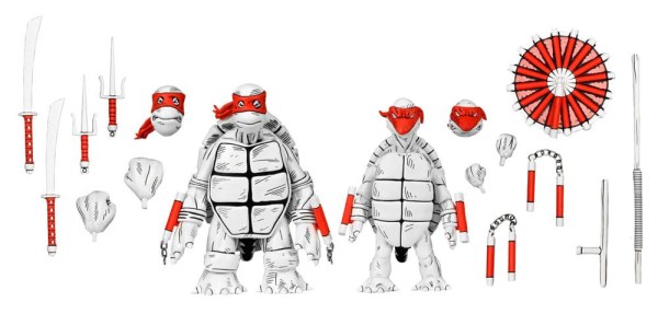 Tortugas Ninja (Mirage Comics) pack de 2 figuras Primeras Tortugas en Blanco y Negro 18 cm