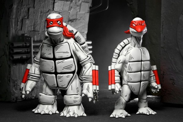 Tortugas Ninja (Mirage Comics) pack de 2 figuras Primeras Tortugas en Blanco y Negro 18 cm