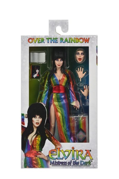 Figura Elvira, Señora de la Oscuridad Vestida sobre el Arcoíris Elvira 20 cm