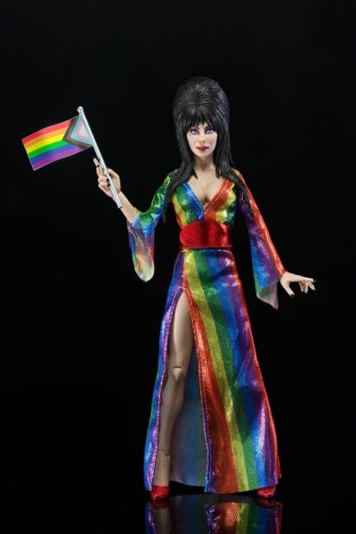 Figura Elvira, Señora de la Oscuridad Vestida sobre el Arcoíris Elvira 20 cm