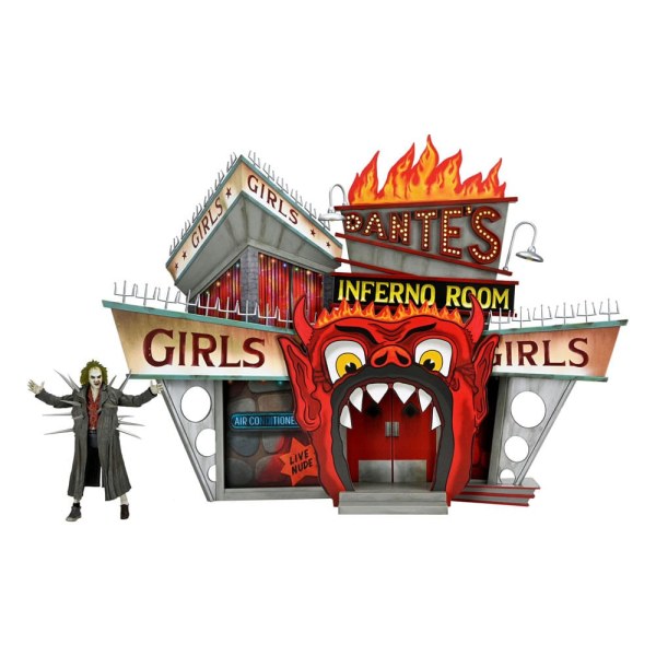 Diorama de Beetlejuice (1988), gabardina con pinchos, set de lujo de la Habitación del Infierno