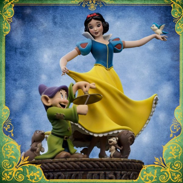 Estatuilla de Blanca Nieves y los 10 enanitos Escala de arte 1 Blanca Nieves y Dopey Edición Deluxe 21 cm