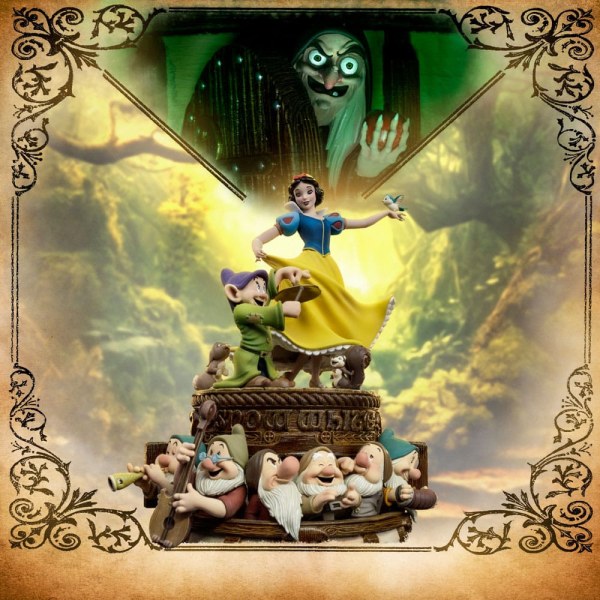 Estatuilla de Blanca Nieves y los 10 enanitos Escala de arte 1 Blanca Nieves y Dopey Edición Deluxe 21 cm