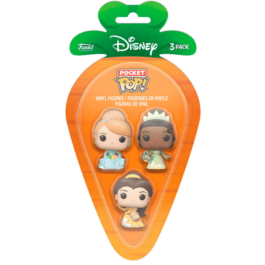 Blíster Carrot Pocket POP 3 figuras Disney Princesa Cenicienta Tiana Bella pascua