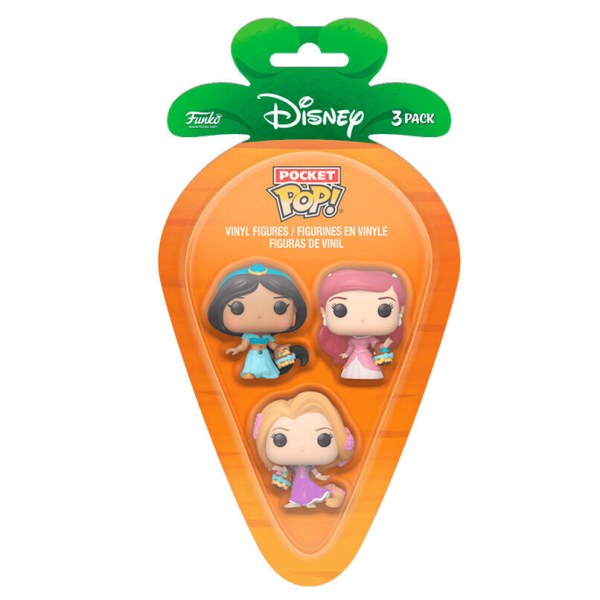 Blíster Carrot Pocket POP 3 figuras Disney Princesa Enredados Ariel Jasmin pascua
