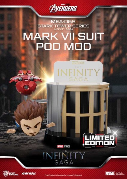 Figura Marvel Mini Egg Attack The Infinity Saga Stark Tower series Tony Stark & ​​Mark VII traje pod mod 12 cm