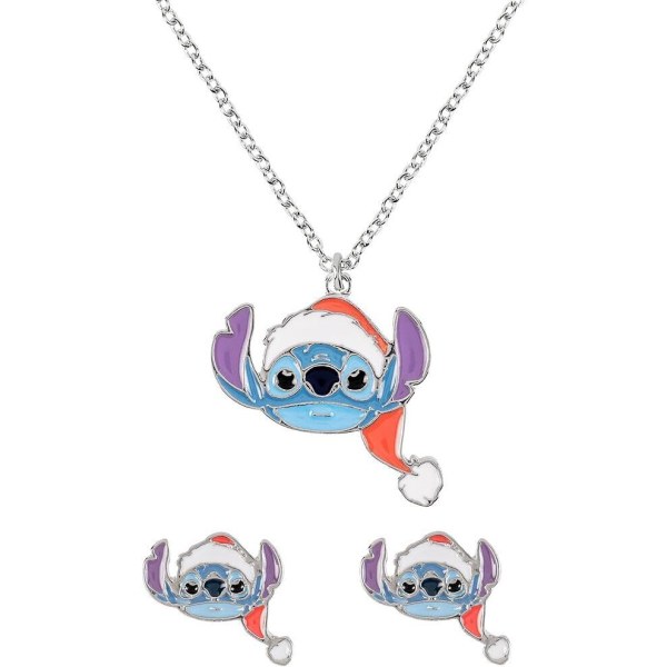 Conjunto collar + pendientes - Disney Stitch Navidad