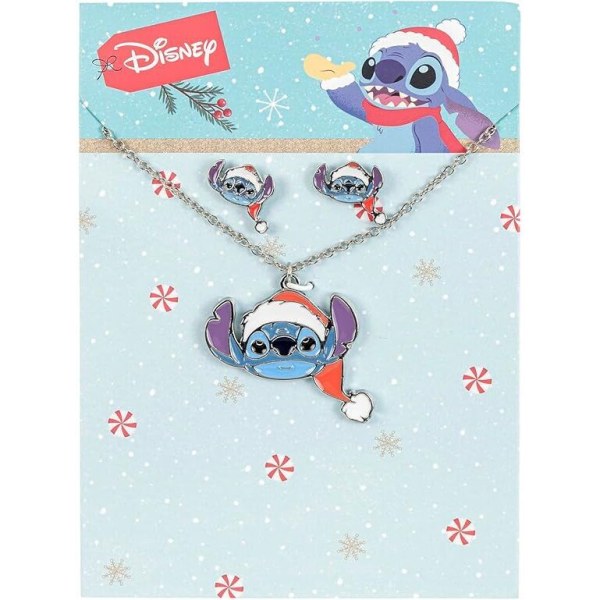 Conjunto collar + pendientes - Disney Stitch Navidad