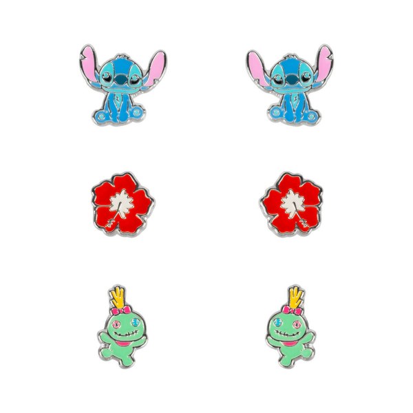 Set 3 pares de pendientes plata Stitch - Disney