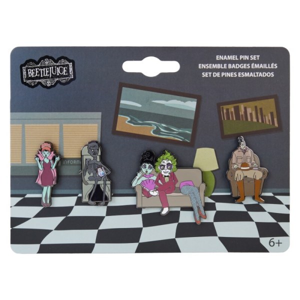 Juego de 4 Pins Beetlejuice Loungefly para sala de espera