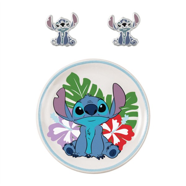 Pendientes + plato para joyas Stitch - Disney