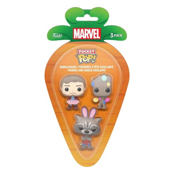 Pack de 3 figuras POP de bolsillo Marvel . Vinilo GOTG de 4 cm.