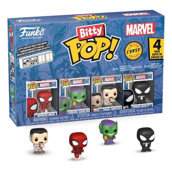 Pack de 4 figuras Bitty POP de Hombre Araña . Vinilo Serie 1 de 2 cm.