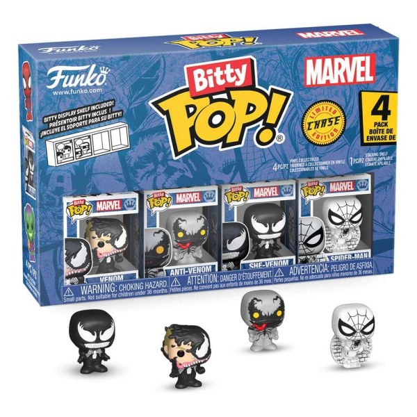 Pack de 4 figuras Bitty POP de Hombre Araña . Vinilo Serie 3 , 2 cm.