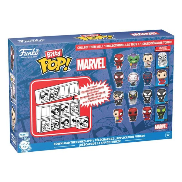Pack de 4 figuras Bitty POP de Hombre Araña . Vinilo Serie 3 , 2 cm.