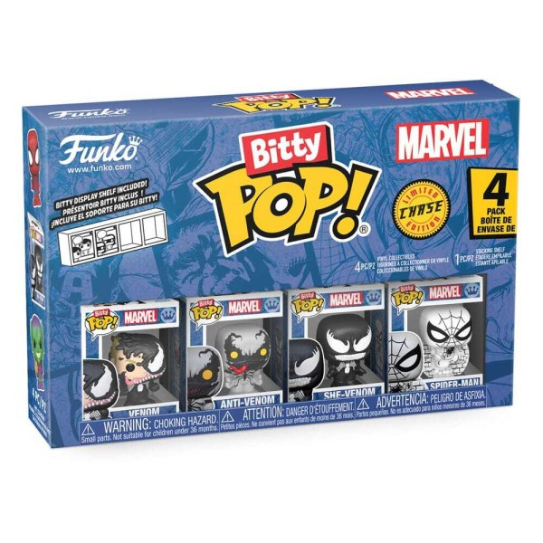 Pack de 4 figuras Bitty POP de Hombre Araña . Vinilo Serie 3 , 2 cm.