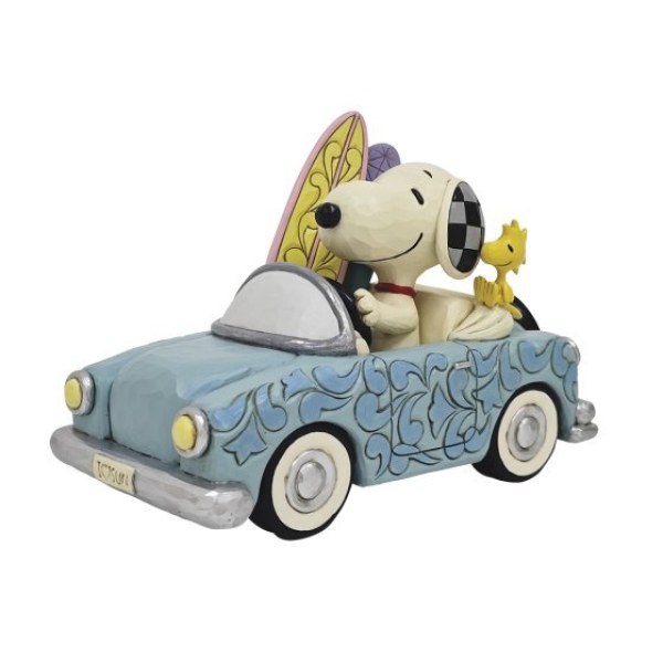 Snoopy y Woodstock surfeando en el coche - Peanuts