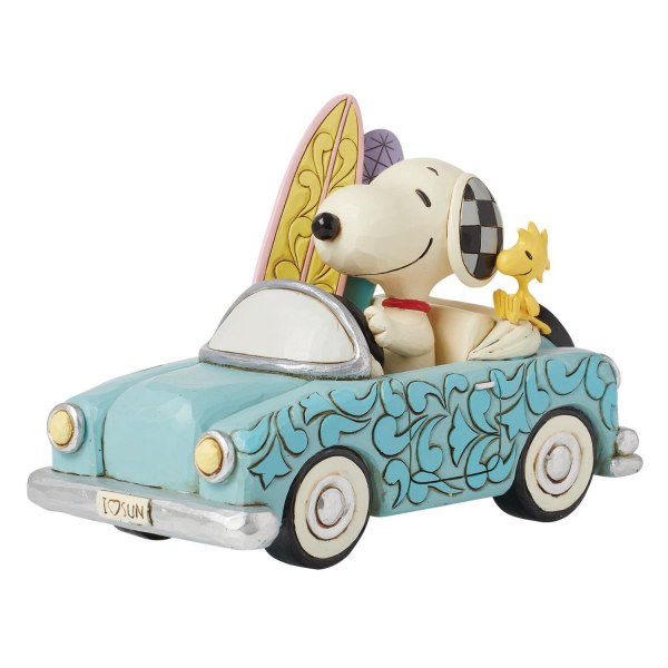Snoopy y Woodstock surfeando en el coche - Peanuts