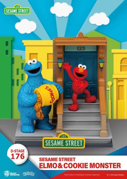 Estatuilla de PVC de Elmo y el Monstruo de las Galletas de Plaza Sésamo D-Stage 11 cm