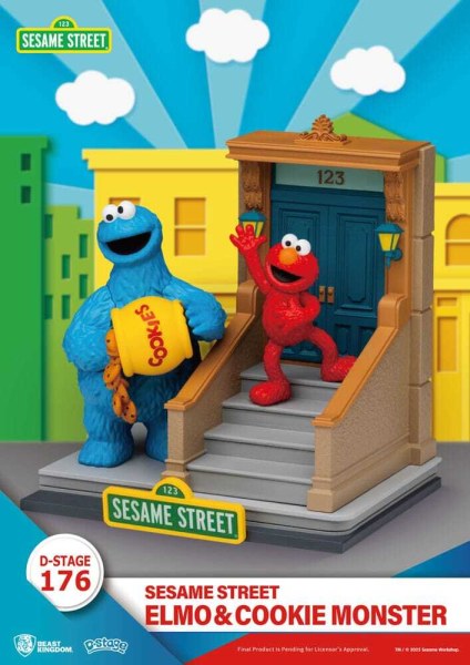 Estatuilla de PVC de Elmo y el Monstruo de las Galletas de Plaza Sésamo D-Stage 11 cm
