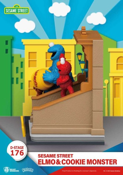 Estatuilla de PVC de Elmo y el Monstruo de las Galletas de Plaza Sésamo D-Stage 11 cm
