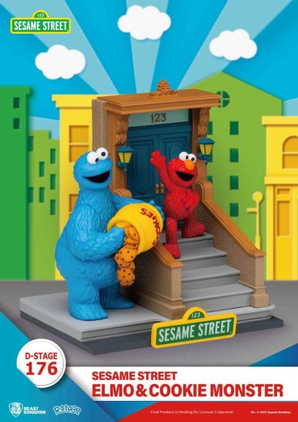 Estatuilla de PVC de Elmo y el Monstruo de las Galletas de Plaza Sésamo D-Stage 11 cm