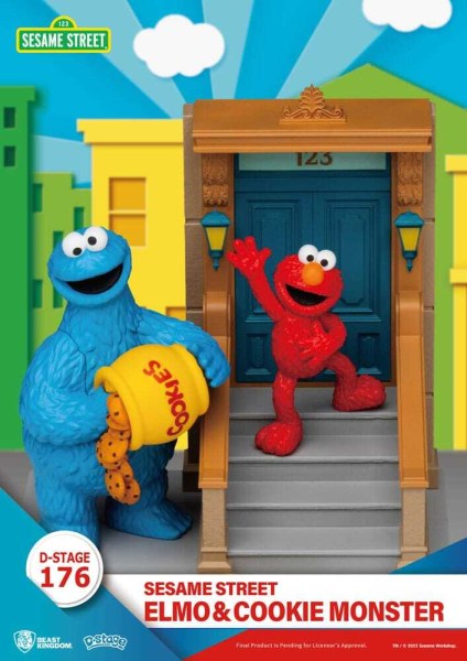 Estatuilla de PVC de Elmo y el Monstruo de las Galletas de Plaza Sésamo D-Stage 11 cm