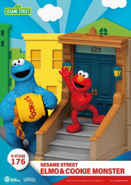 Estatuilla de PVC de Elmo y el Monstruo de las Galletas de Plaza Sésamo D-Stage 11 cm