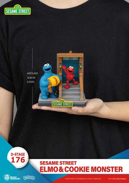 Estatuilla de PVC de Elmo y el Monstruo de las Galletas de Plaza Sésamo D-Stage 11 cm