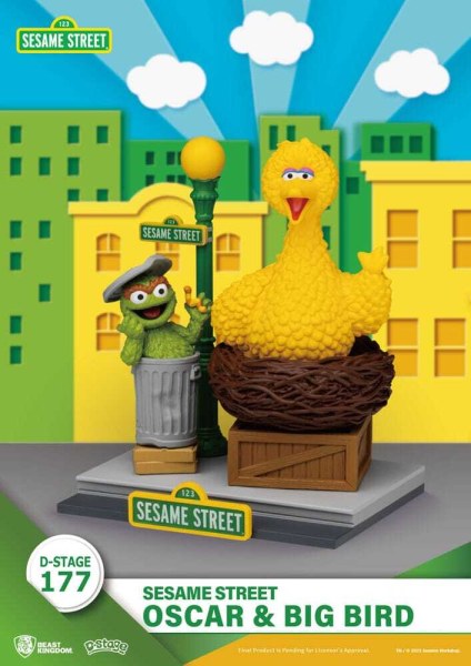 Estatuilla de PVC de Plaza Sésamo D-Stage Oscar & Big Bird 12 cm