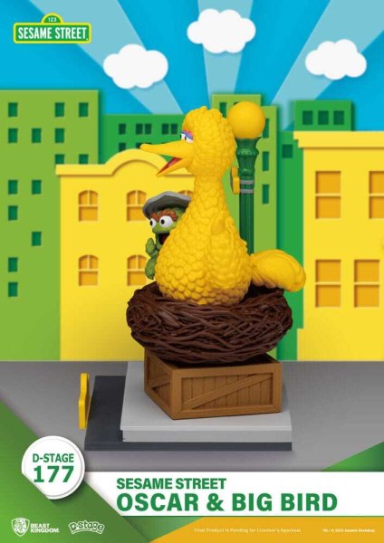 Estatuilla de PVC de Plaza Sésamo D-Stage Oscar & Big Bird 12 cm