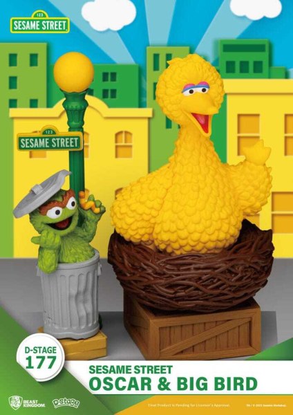 Estatuilla de PVC de Plaza Sésamo D-Stage Oscar & Big Bird 12 cm