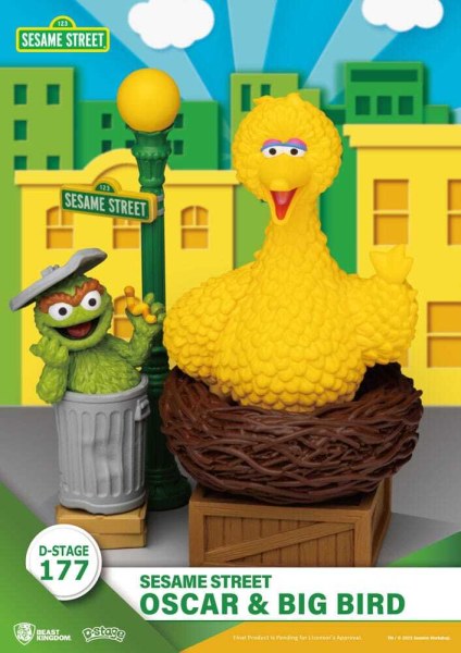 Estatuilla de PVC de Plaza Sésamo D-Stage Oscar & Big Bird 12 cm