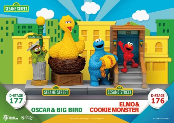 Estatuilla de PVC de Plaza Sésamo D-Stage Oscar & Big Bird 12 cm