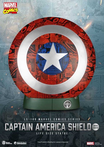 Estatua de PVC del Capitán América con escudo de Marvel Comics, tamaño natural, 64 cm