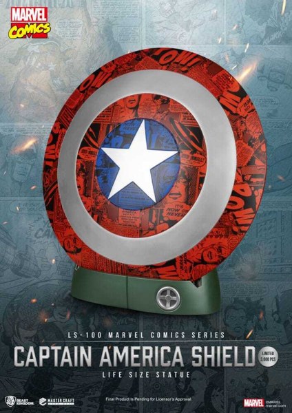 Estatua de PVC del Capitán América con escudo de Marvel Comics, tamaño natural, 64 cm