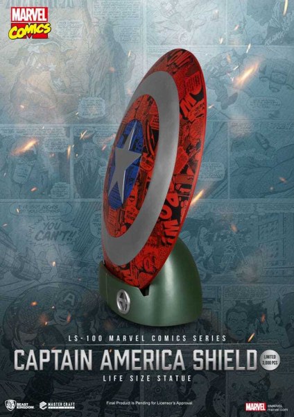 Estatua de PVC del Capitán América con escudo de Marvel Comics, tamaño natural, 64 cm