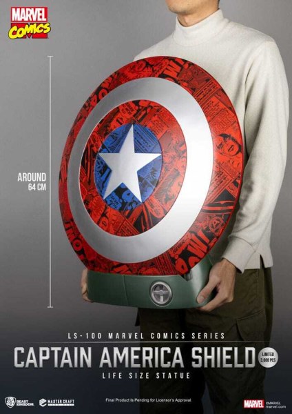 Estatua de PVC del Capitán América con escudo de Marvel Comics, tamaño natural, 64 cm