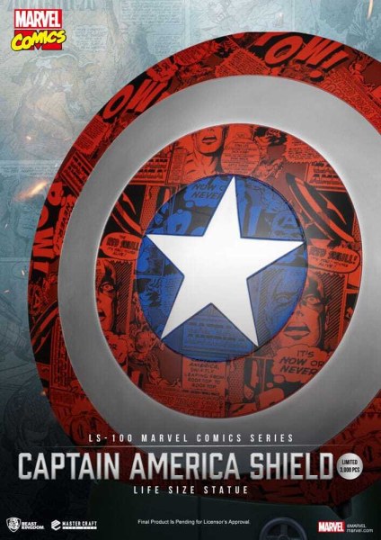 Estatua de PVC del Capitán América con escudo de Marvel Comics, tamaño natural, 64 cm