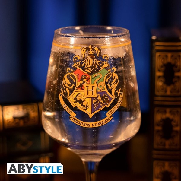 Copa de cristal con el emblema de Hogwarts - Harry Potter