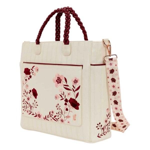 bolsos de hombro Loungefly con estampado floral en crema y rojo