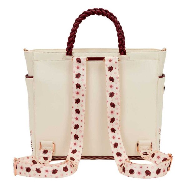 bolsos de hombro Loungefly con estampado floral en crema y rojo