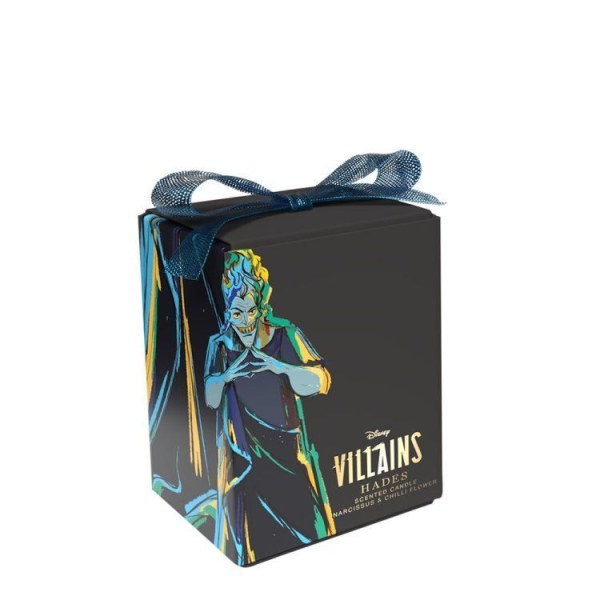 VELA DE CRISTAL HADES DE DISNEY CON FLOR DE NARCISO Y CHILE