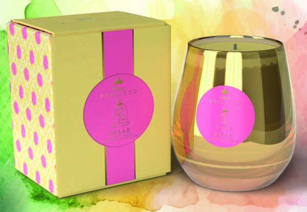 Vela de cristal de Disney Bella con pétalos de rosa e iris blanco