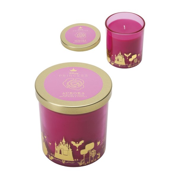 Vela de cristal con tapa - Disney La Bella Durmiente, Rosa Silvestre y Vainilla