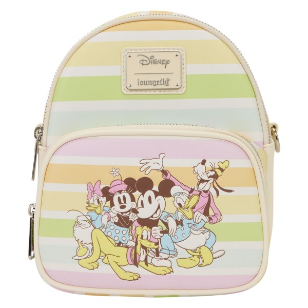 MINI MOCHILA CONVERTIBLE BOLSO BANDOLERA RAYAS ARCOÍRIS MICKEY Y AMIGOS - DISNEY LOUNGEFLY