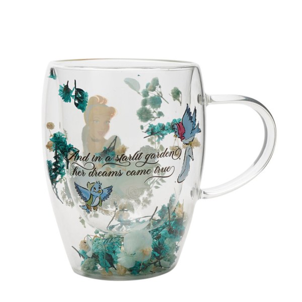 Taza de cristal decorativa con diseño floral de la Princesa Cenicienta de Disney