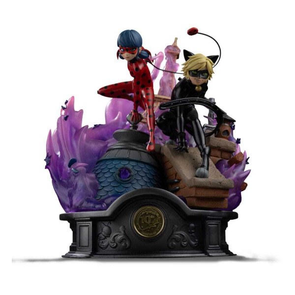 Art Scale Deluxe Lady Bug y Cat Noir, edición firmada, 23 cm - Iron Studios Miraculous