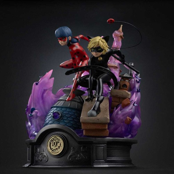 Art Scale Deluxe Lady Bug y Cat Noir, edición firmada, 23 cm - Iron Studios Miraculous