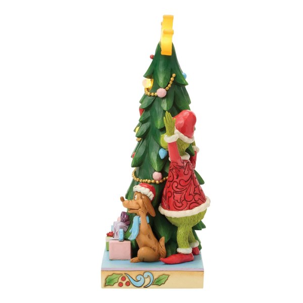El Grinch, Cindy y Max se asoman desde un árbol de Navidad - JIM SHORE GRINCH